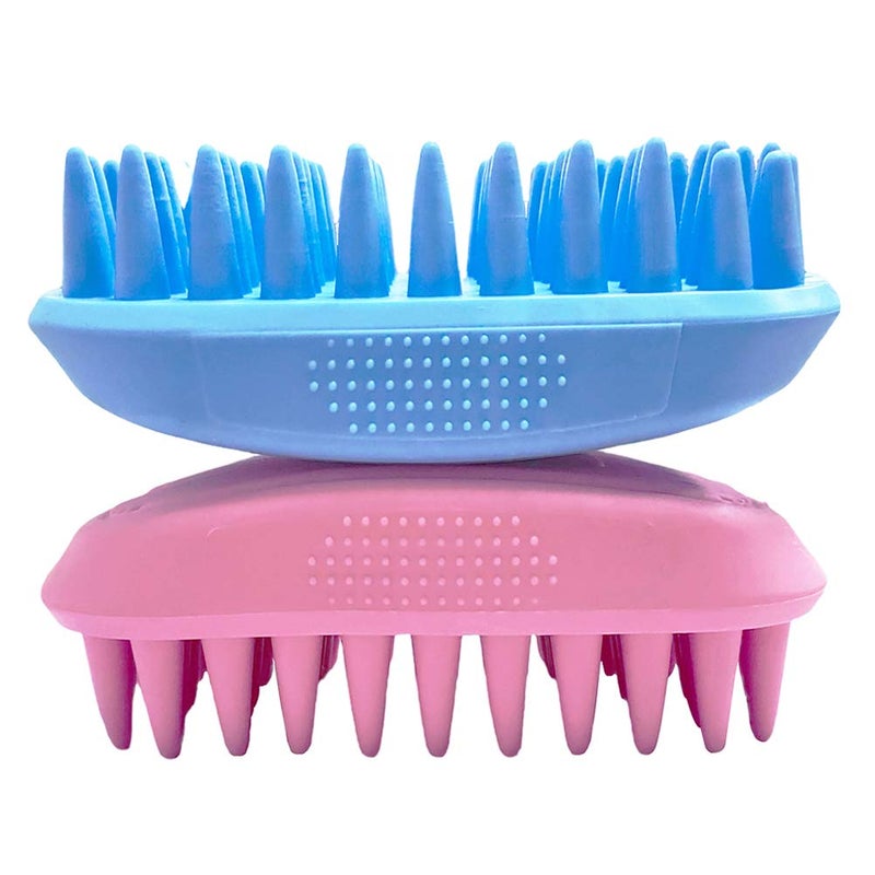 ZOOPOLR Pet Silicone Shampoo Brush for Long & Short Hair Medium Large Pets Dogs Cats, Anti-skid Rubber Dog Cat Pet Mouse Grooming Shower Bath Brush Massage Comb (Blue (New)) - Image 4